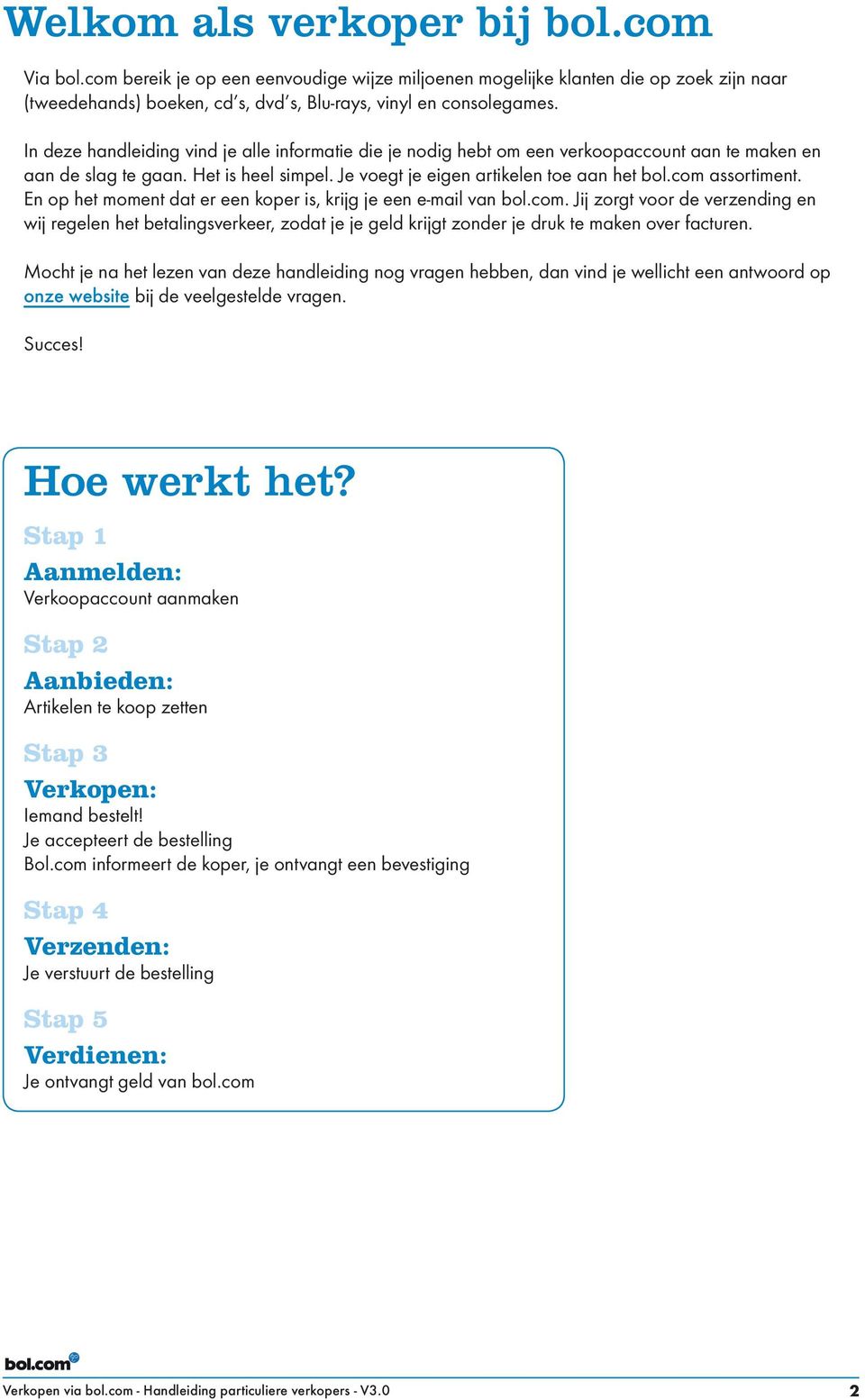 com assortiment. En op het moment dat er een koper is, krijg je een e-mail van bol.com. Jij zorgt voor de verzending en wij regelen het betalingsverkeer, zodat je je geld krijgt zonder je druk te maken over facturen.