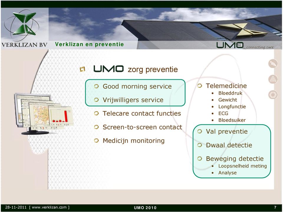 Telemedicine Bloeddruk Gewicht Longfunctie ECG Bloedsuiker Val preventie Dwaal