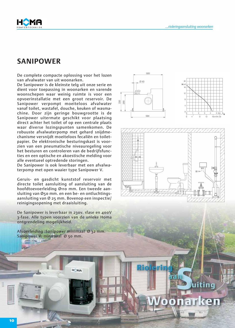 De Sanipower verpompt moeiteloos afvalwater vanaf toilet, wastafel, douche, keuken of wasmachine.