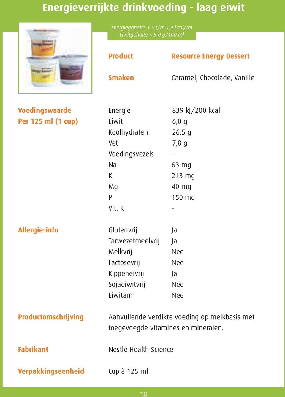 6,0 g oolhydraten 26,5 g 7,8 g Voedingsvezels - 63 mg 213 mg 40 mg 150 mg Vit.