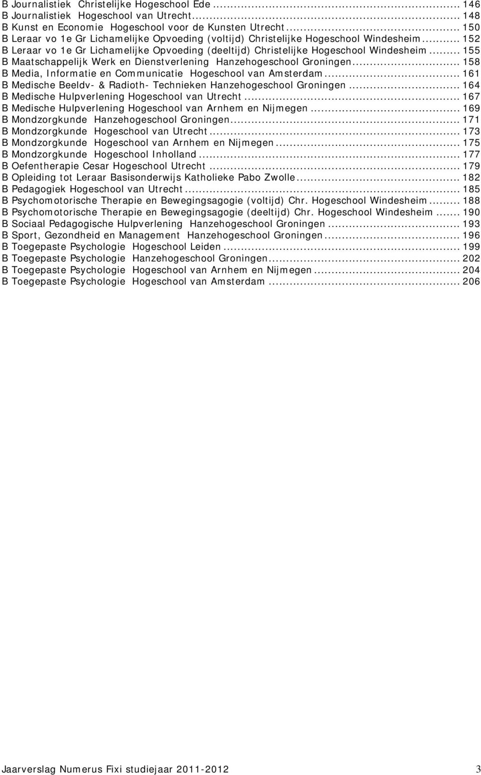 .. 155 B Maatschappelijk Werk en Dienstverlening Hanzehogeschool Groningen... 158 B Media, Informatie en Communicatie Hogeschool van Amsterdam.