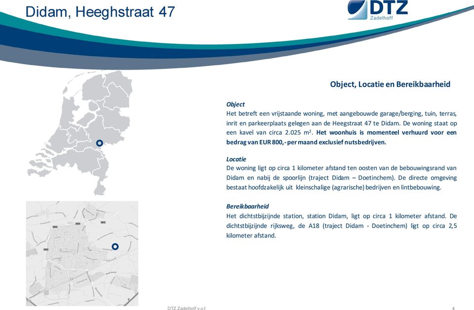 Locatie De woning ligt op circa 1 kilometer afstand ten oosten van de bebouwingsrand van Didam en nabij de spoorlijn (traject Didam Doetinchem).