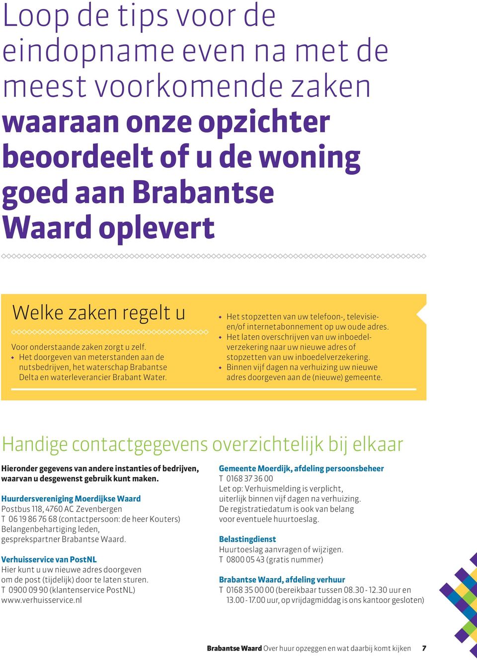 Het doorgeven van meterstanden aan de nutsbedrijven, het waterschap Brabantse Delta en waterleverancier Brabant Water.