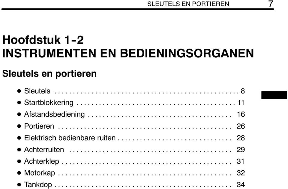 .. 11 Afstandsbediening... 16 Portieren.