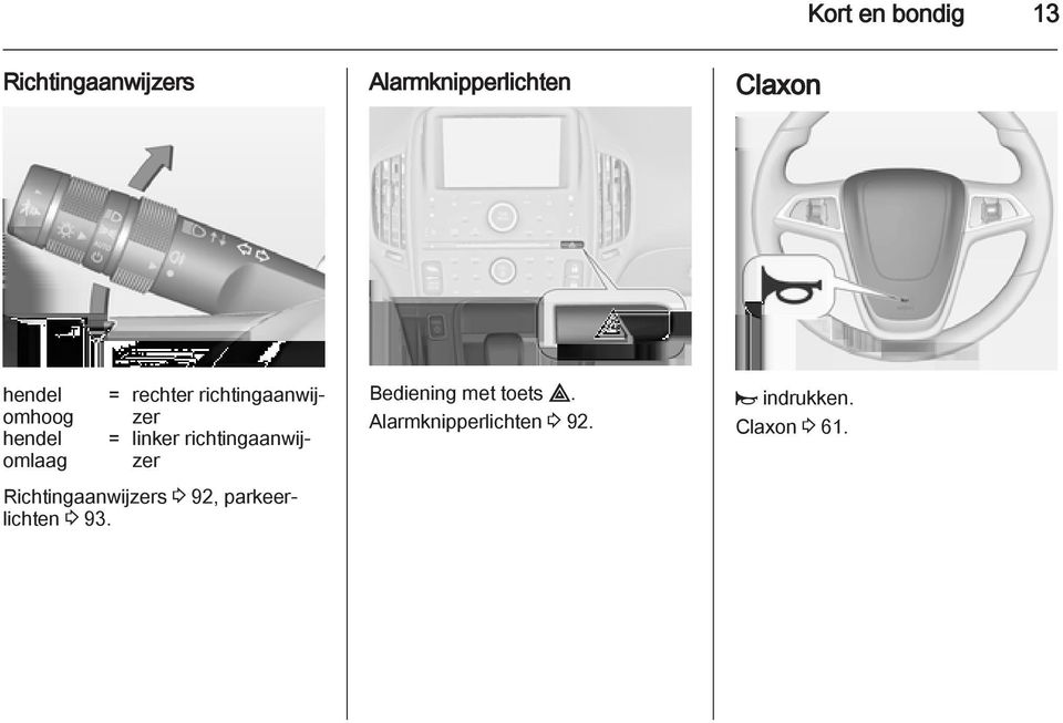 richtingaanwijzer Richtingaanwijzers 3 92, parkeerlichten 3 93.