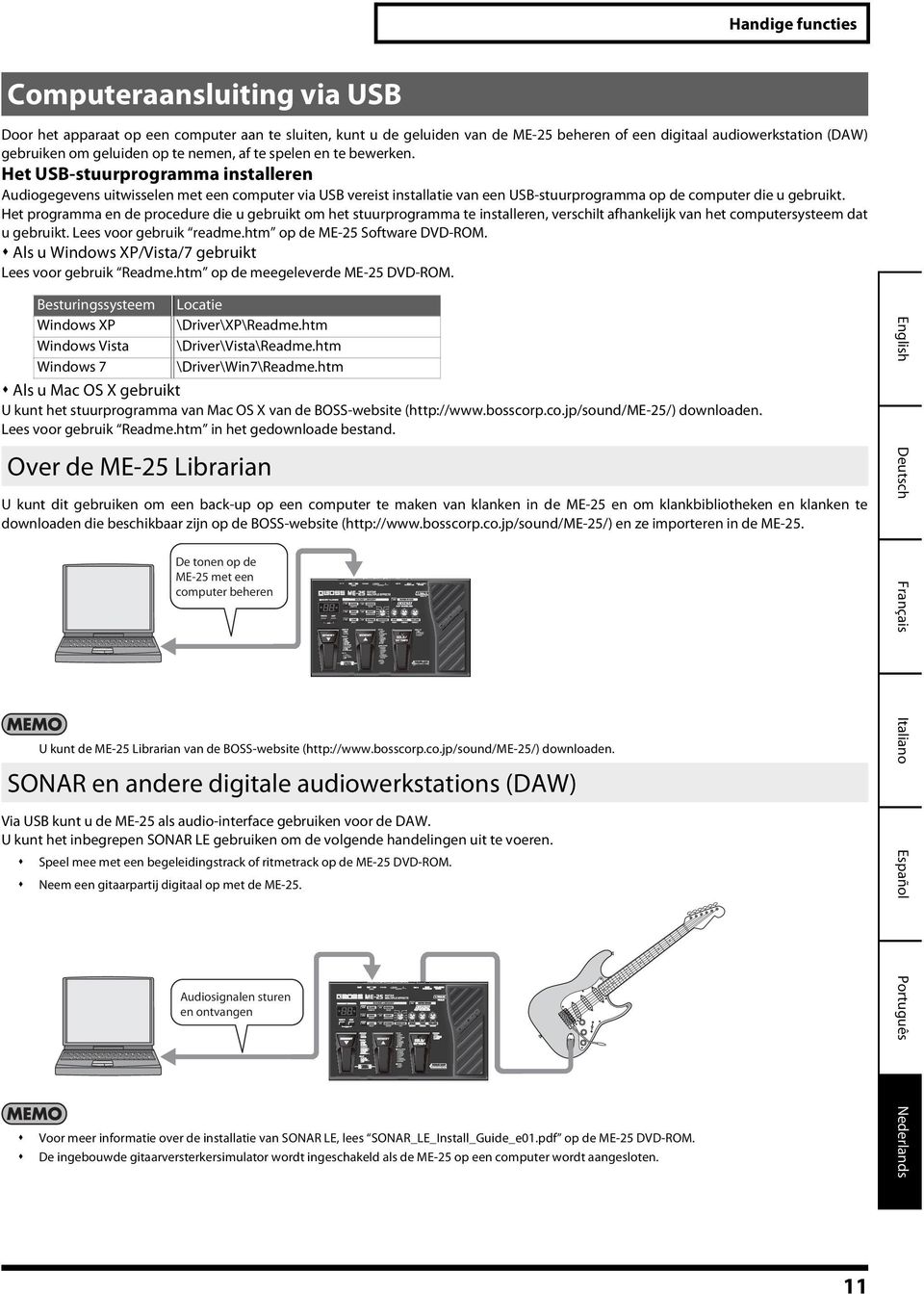 Het USB-stuurprogramma installeren Audiogegevens uitwisselen met een computer via USB vereist installatie van een USB-stuurprogramma op de computer die u gebruikt.