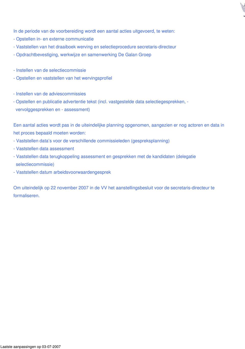 adviescommissies - Opstellen en publicatie advertentie tekst (incl.