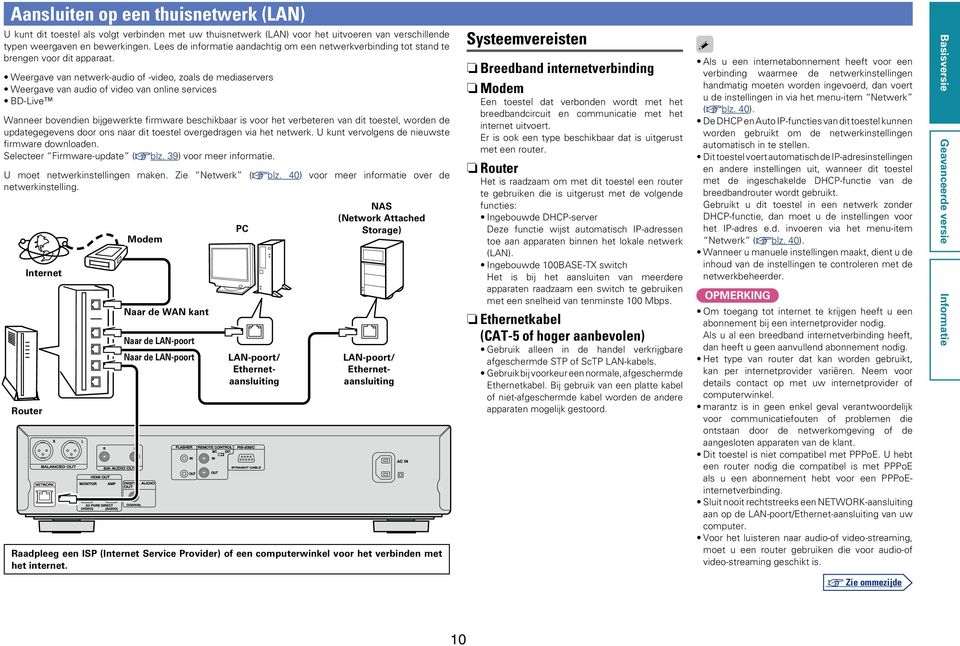 U kunt vervolgens de nieuwste firmware downloaden. Selecteer Firmware-update (vblz. 39) voor meer informatie. nnrouter U moet netwerkinstellingen maken. Zie Netwerk (vblz.