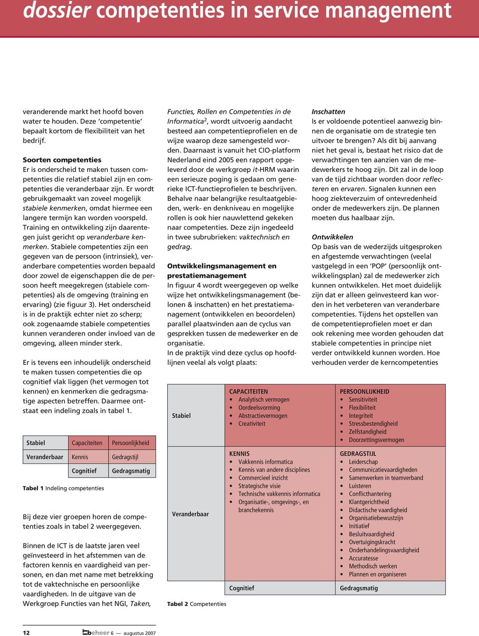 Er wordt gebruikgemaakt van zoveel mogelijk stabiele kenmerken, omdat hiermee een langere termijn kan worden voorspeld.