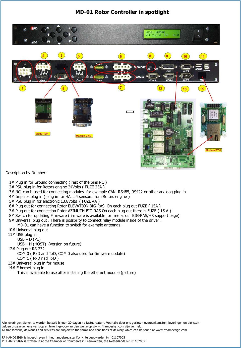 8Volts ( FUZE 4A ) 6# Plug out for connecting Rotor ELEVATION BIG-RAS On each plug out FUZE ( 15A ) 7# Plug out for connection Rotor AZIMUTH BIG-RAS On each plug out there is FUZE ( 15 A ) 8# Switch