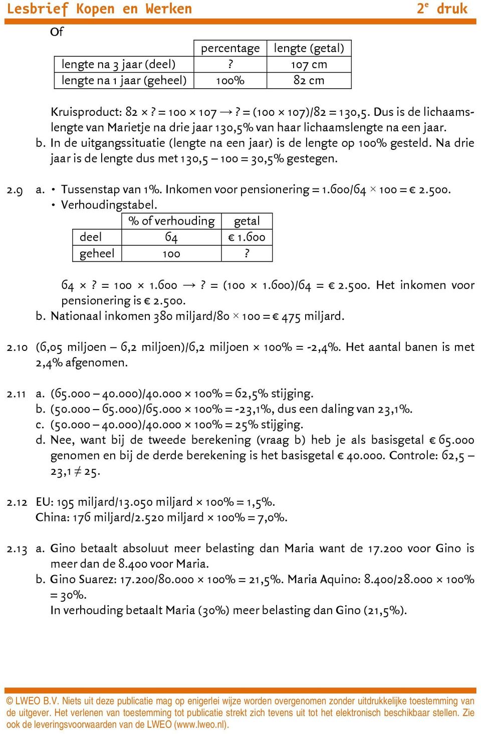 Lesbrief Kopen en Werken 2 e druk Hoofdstuk 2 Geld om van te leven 2.1 a.  64, b. 64,7968. c. 64,80. d PDF Gratis download