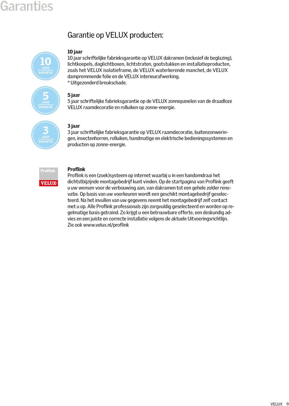 5 jaar 5 jaar schriftelijke fabrieksgarantie op de VELUX zonne panelen van de draadloze VELUX raamdecoratie en rolluiken op zonne-energie.