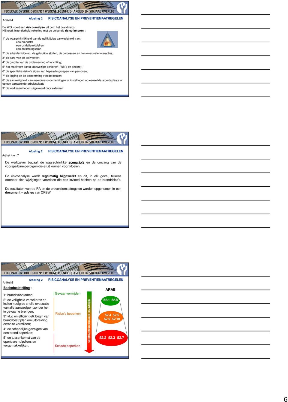 arbeidsmiddelen, de gebruikte stoffen, de processen en hun eventuele interacties; 3 de aard van de activiteiten; 4 de grootte van de onderneming of inrichting; 5 het maximum aantal aanwezige personen