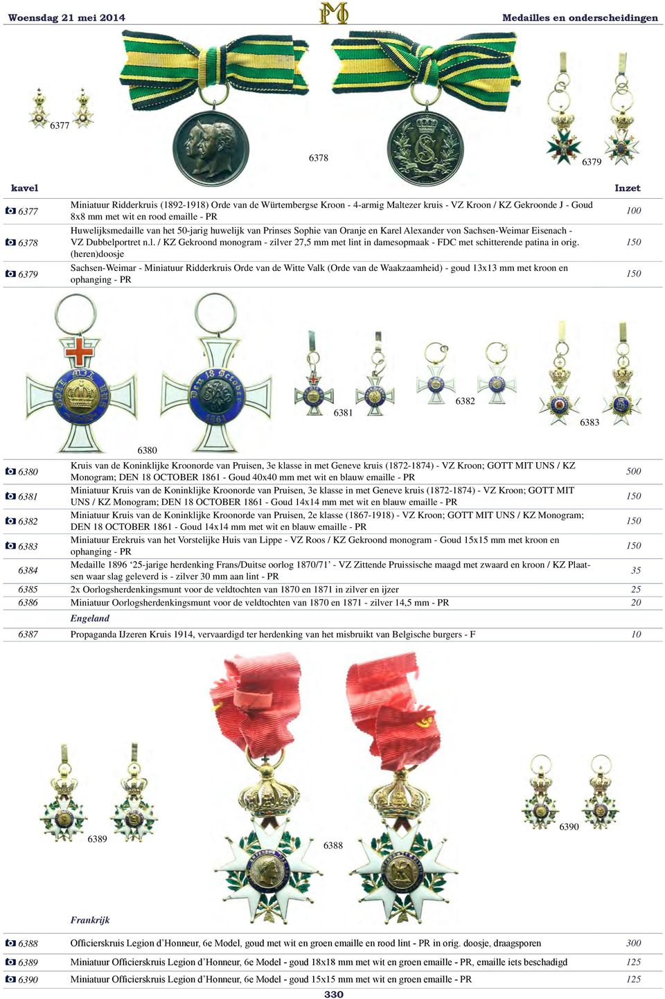 (heren)doosje Sachsen-Weimar - Miniatuur Ridderkruis Orde van de Witte Valk (Orde van de Waakzaamheid) - goud 13x13 mm met kroon en ophanging - PR 1 1 6381 6382 6383 6380 6380 Kruis van de