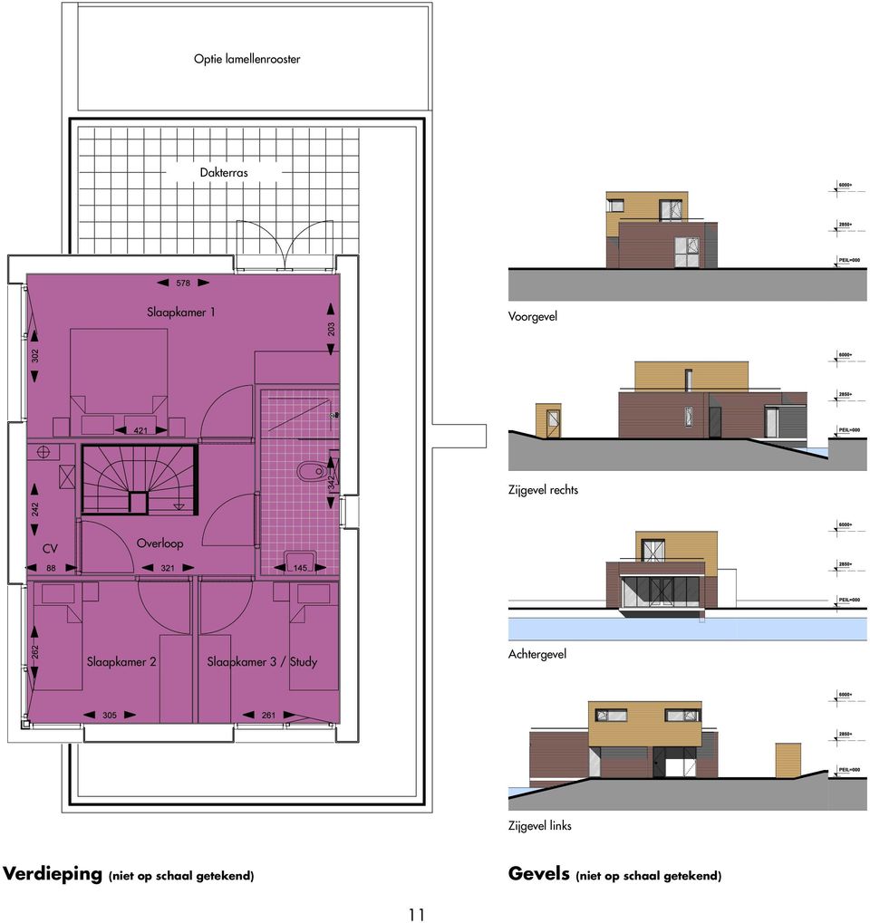 Slaapkamer 3 / Study Achtergevel Zijgevel links