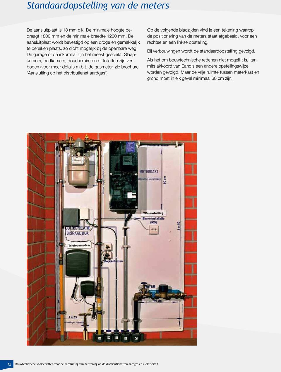 Slaapkamers, badkamers, doucheruimten of toiletten zijn verboden (voor meer details m.b.t. de gasmeter, zie brochure Aansluiting op het distributienet aardgas ).