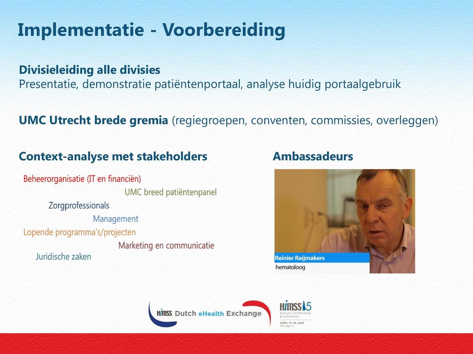 portaalgebruik UMC Utrecht brede gremia (regiegroepen,