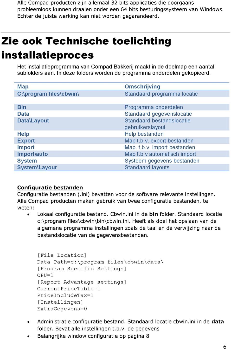 In deze folders worden de programma onderdelen gekopieerd.