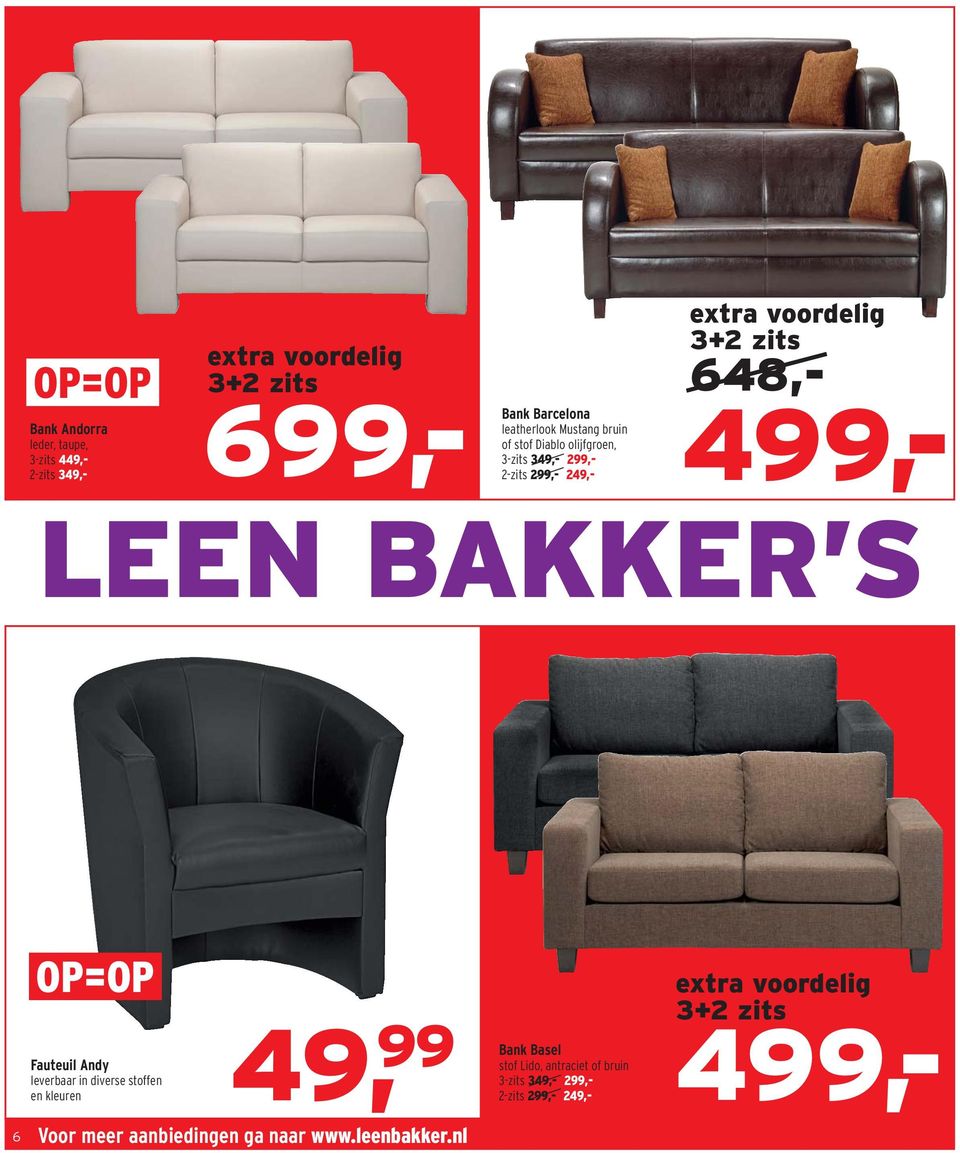 Fauteuil Andy leverbaar in diverse stoffen en kleuren 49, extra voordelig 3+2 zits 4,- Bank Basel stof Lido, antraciet of