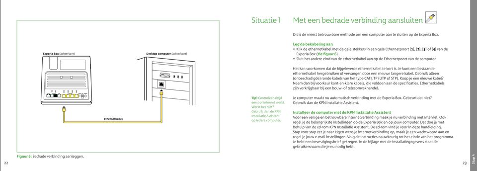 6). Sluit het andere eind van de ethernetkabel aan op de Ethernetpoort van de computer. Het kan voorkomen dat de bijgeleverde ethernetkabel te kort is.