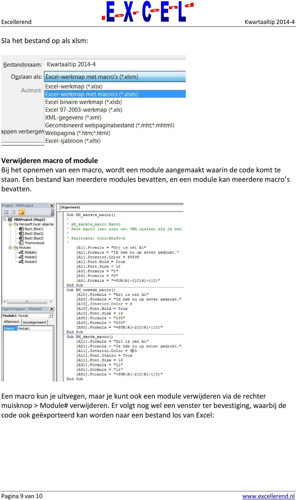 Een macro kun je uitvegen, maar je kunt ook een module verwijderen via de rechter muisknop > Module# verwijderen.