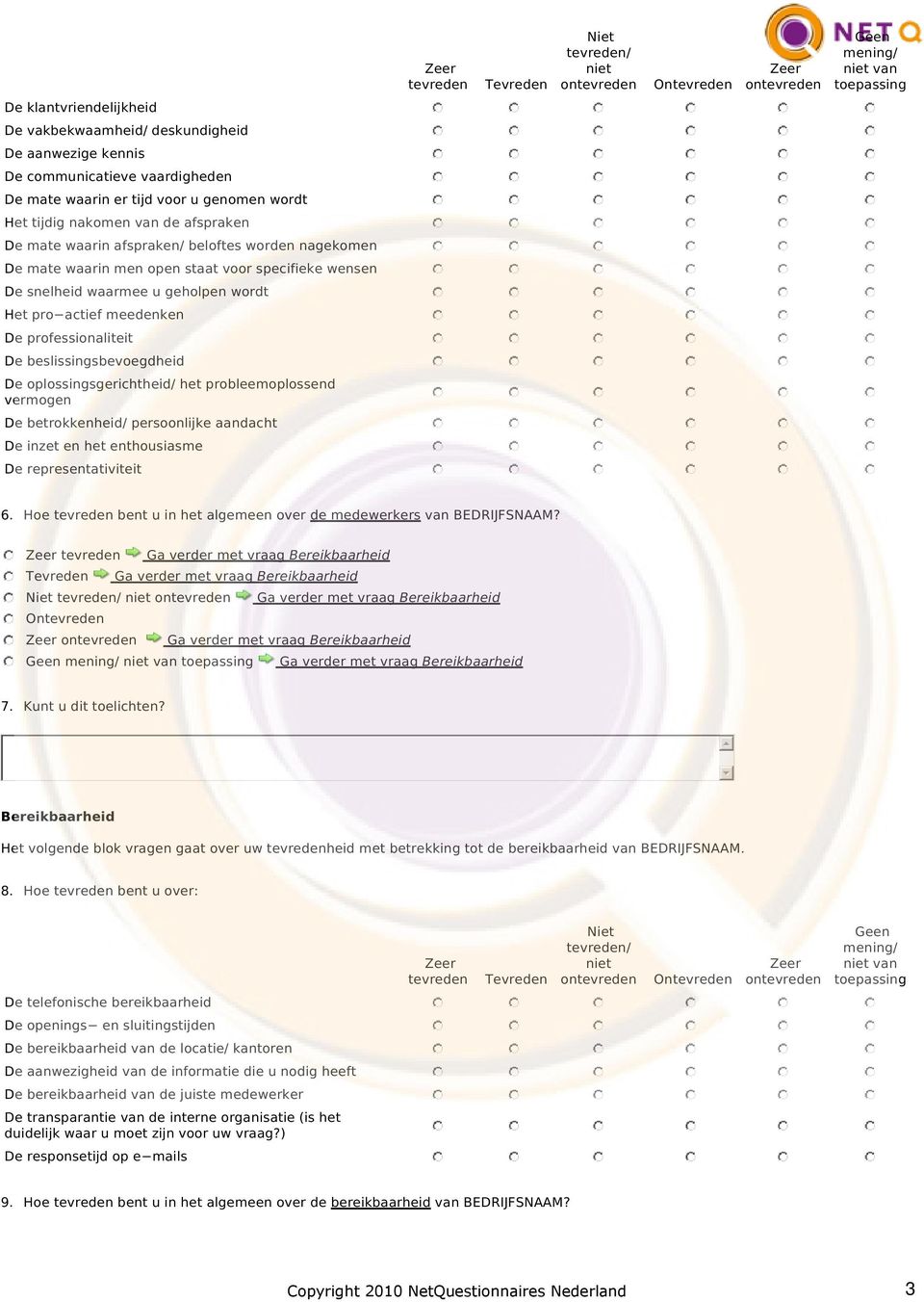 beslissingsbevoegdheid De oplossingsgerichtheid/ het probleemoplossend vermogen De betrokkenheid/ persoonlijke aandacht De inzet en het enthousiasme De representativiteit tevreden Tevreden Niet