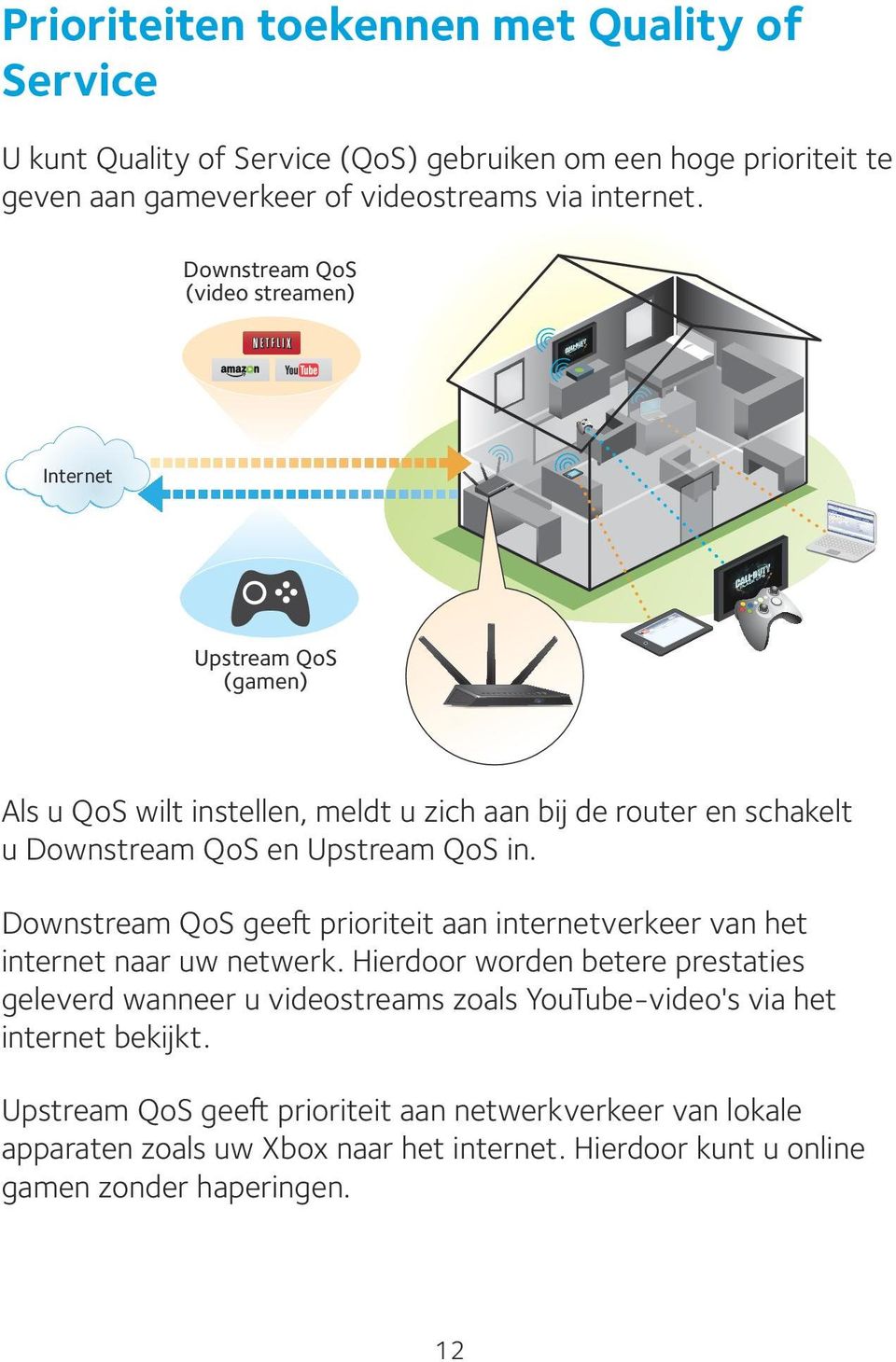 Downstream QoS geeft prioriteit aan internetverkeer van het internet naar uw netwerk.