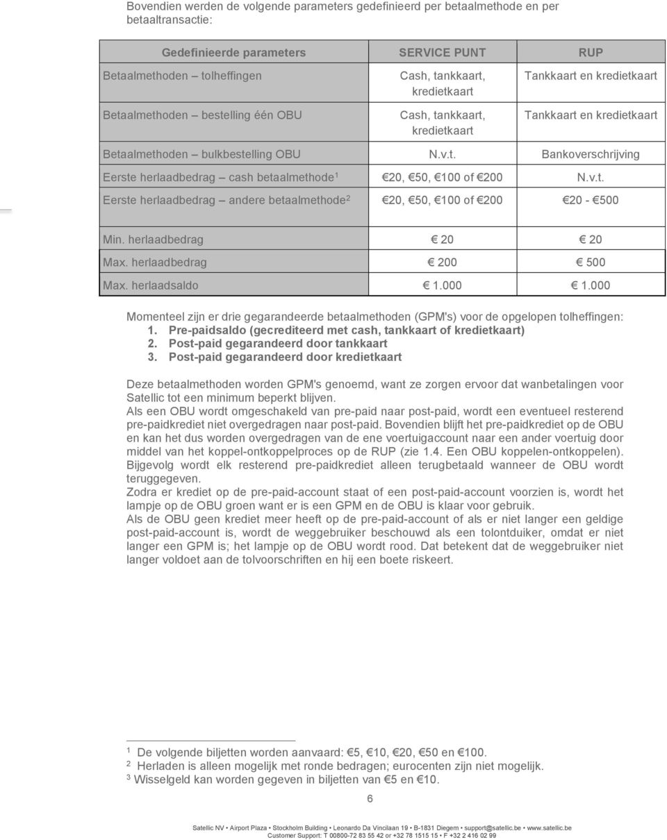 v.t. Eerste herlaadbedrag andere betaalmethode 2 20, 50, 100 of 200 20-500 Min. herlaadbedrag 20 20 Max. herlaadbedrag 200 500 Max. herlaadsaldo 1.000 1.