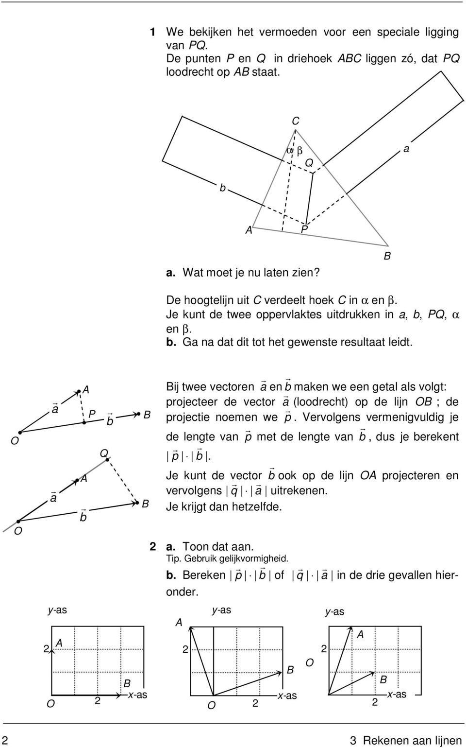 a r a r b r P b r Q W ij twee vectoren a r en b r maken we een getal als volgt: projecteer de vector a r (loodrecht) op de lijn ; de projectie noemen we p r.