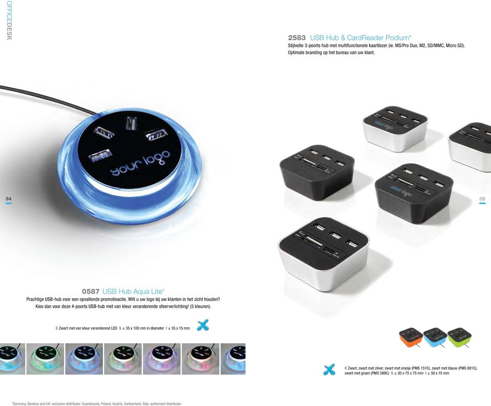 Kies dan voor deze 4-poorts USB-hub met van kleur veranderende sfeerverlichting! (5 kleuren).