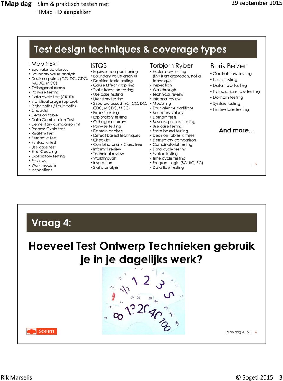 Right paths / Fault paths Checklist Decision table Data Combination Test Elementary comparison tst Process Cycle test Real-life test Semantic test Syntactic test Use case test Error Guessing