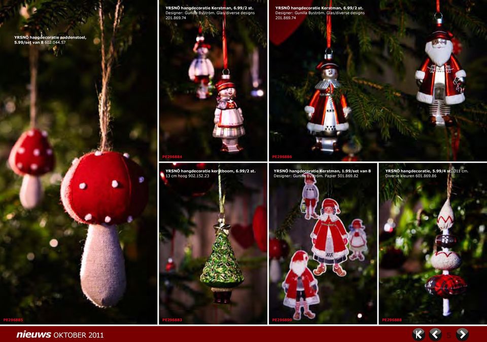 57 PE296884 PE296886 YRSNÖ hangdecoratie kerstboom, 6.99/2 st. 13 cm hoog 902.152.23 YRSNÖ hangdecoratie Kerstman, 1.