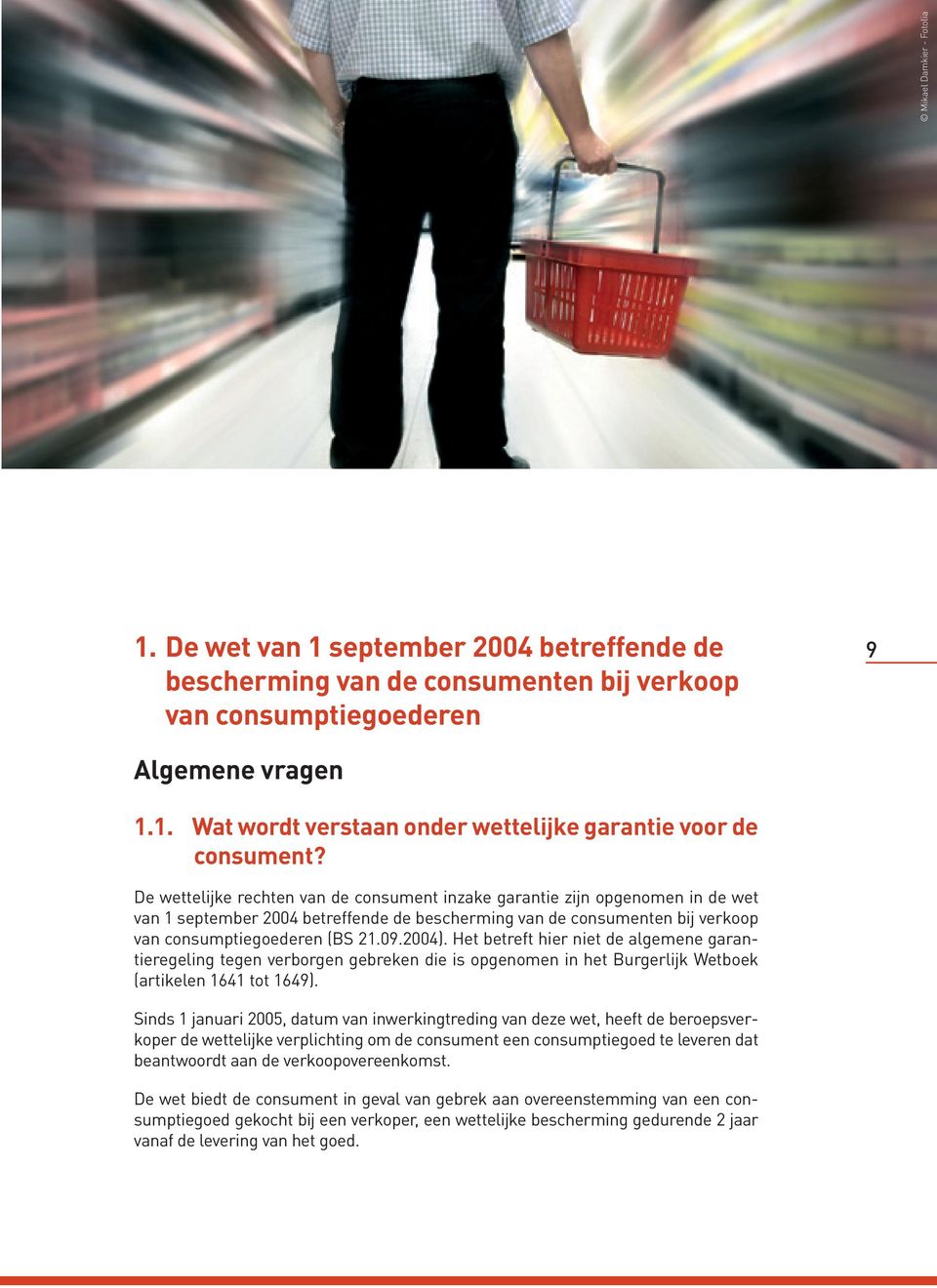 De wettelijke rechten van de consument inzake garantie zijn opgenomen in de wet van 1 september 2004 betreffende de bescherming van de consumenten bij verkoop van consumptiegoederen (BS 21.09.2004).