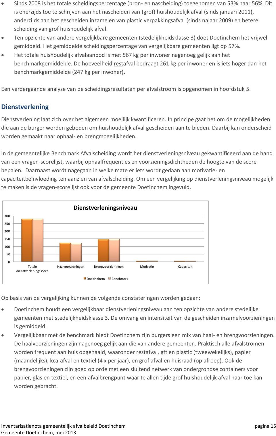 betere scheiding van grof huishoudelijk afval. Ten opzichte van andere vergelijkbare gemeenten (stedelijkheidsklasse 3) doet Doetinchem het vrijwel gemiddeld.