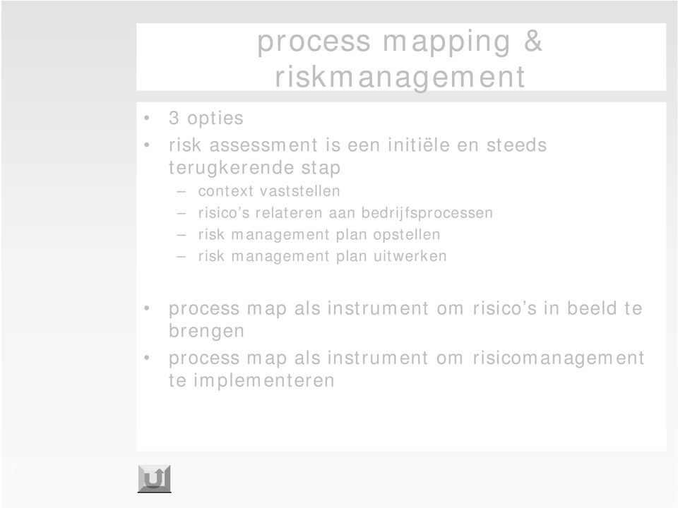 management plan opstellen risk management plan uitwerken process map als instrument om