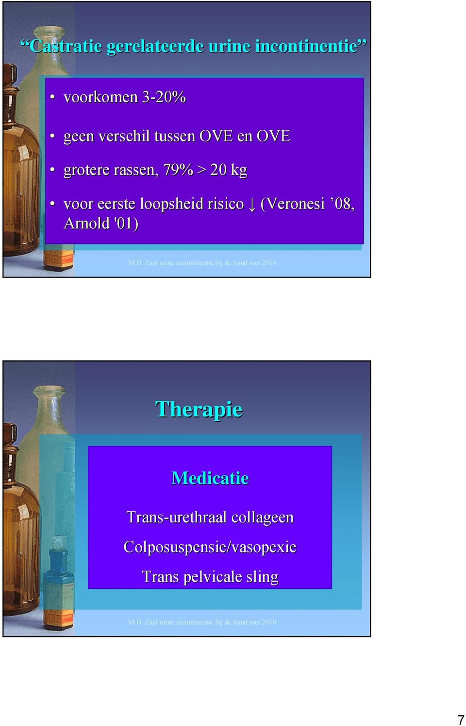 loopsheid risico (Veronesi 08, Arnold '01) Therapie Medicatie