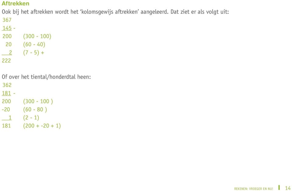 Dat ziet er als volgt uit: 367 145-200 (300-100) 20 (60-40) 2 (7-5) +