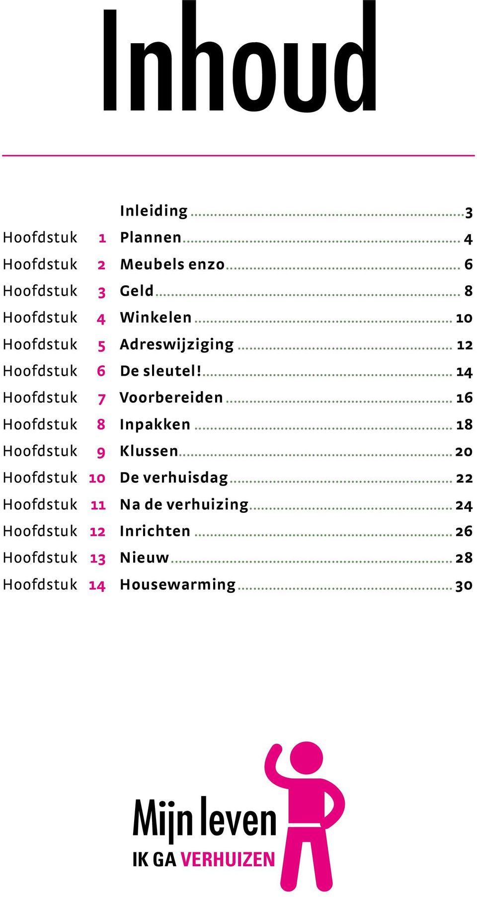 ... 14 Hoofdstuk 7 Voorbereiden... 16 Hoofdstuk 8 Inpakken... 18 Hoofdstuk 9 Klussen.