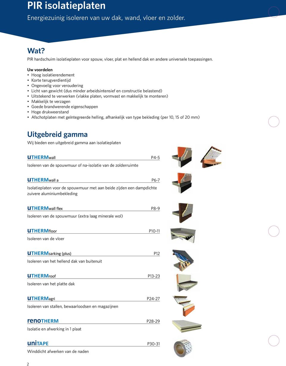 vormvast en makkelijk te monteren) Makkelijk te verzagen Goede brandwerende eigenschappen Hoge drukweerstand Afschotplaten met geïntegreerde helling, afhankelijk van type bekleding (per 10, 15 of 20