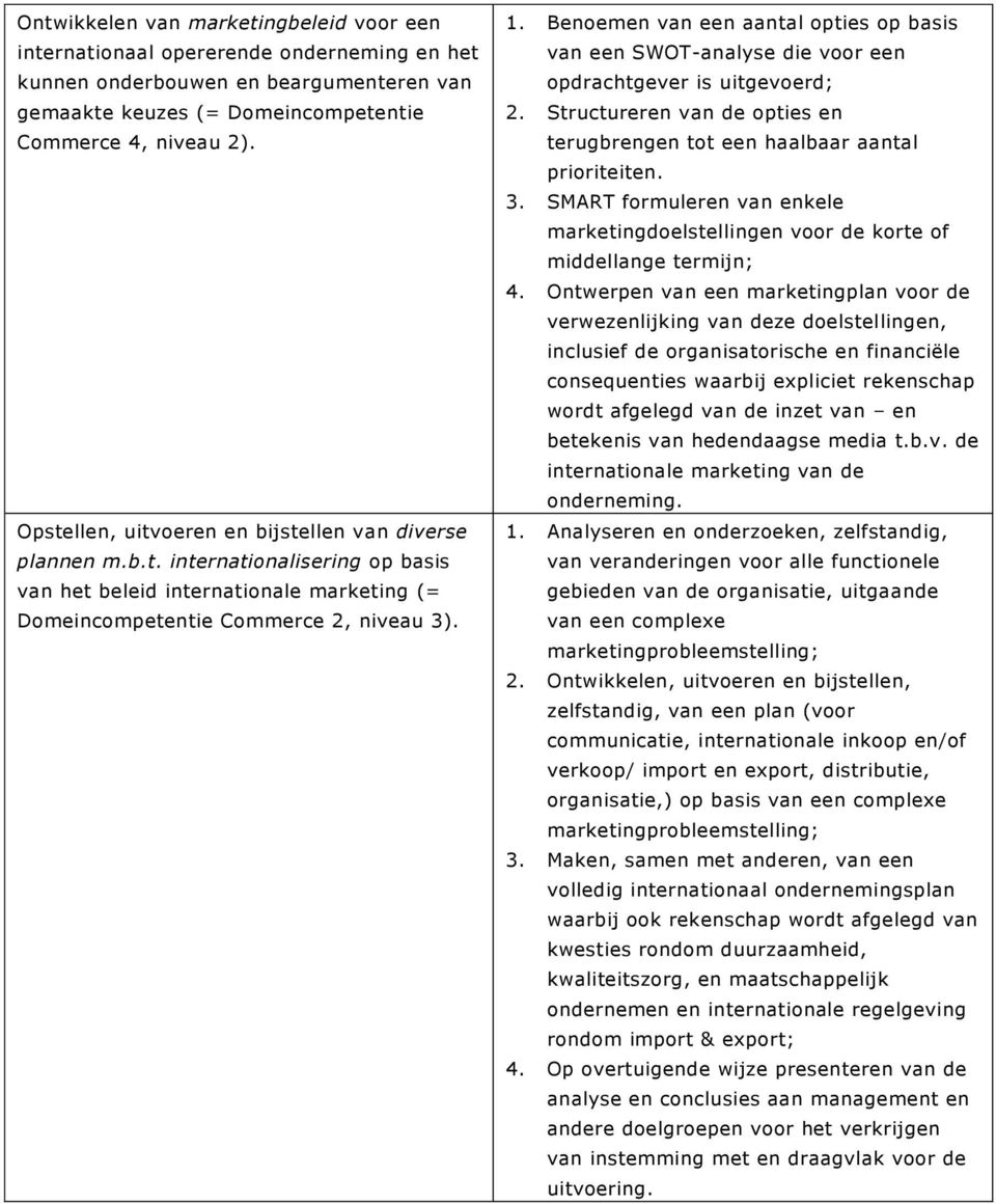 Benoemen van een aantal opties op basis van een SWOT-analyse die voor een opdrachtgever is uitgevoerd; 2. Structureren van de opties en terugbrengen tot een haalbaar aantal prioriteiten. 3.