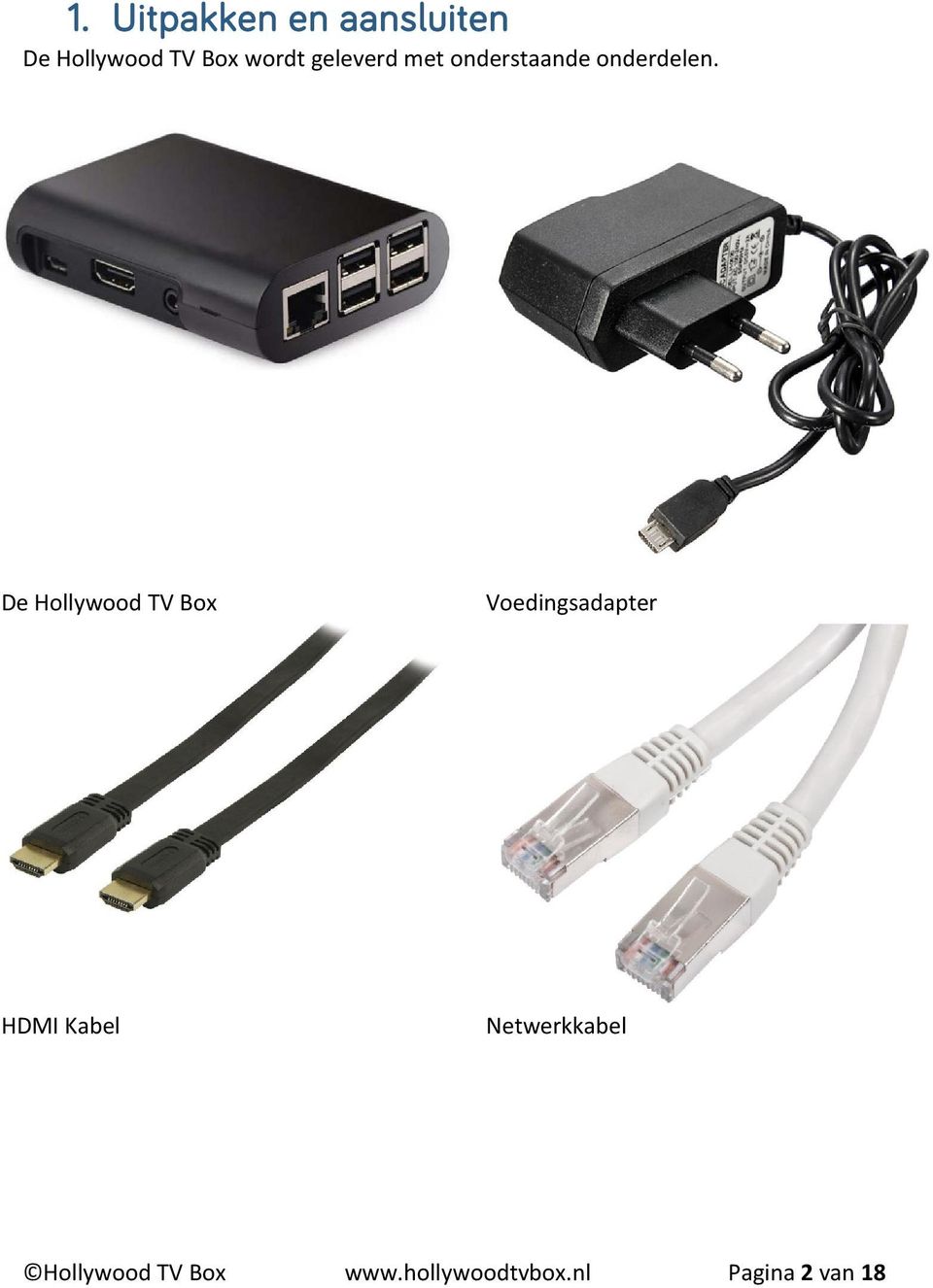 De Hollywood TV Box Voedingsadapter HDMI Kabel