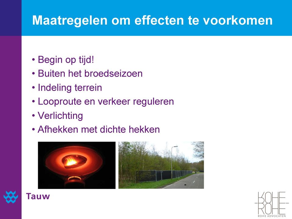 Buiten het broedseizoen Indeling terrein