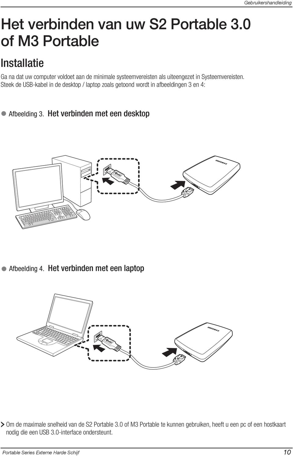 Steek de USB-kabel in de desktop / laptop zoals getoond wordt in afbeeldingen 3 en 4: Gebruikershandleiding Afbeelding 3.