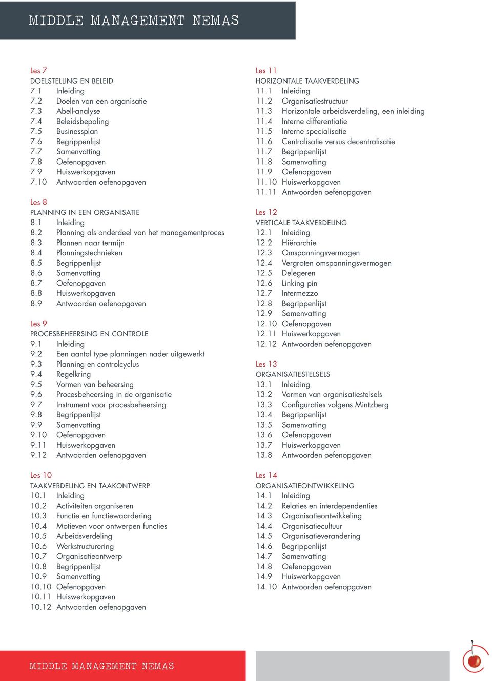 5 Begrippenlijst 8.6 Samenvatting 8.7 Oefenopgaven 8.8 Huiswerkopgaven 8.9 Antwoorden oefenopgaven Les 9 Procesbeheersing en controle 9.1 Inleiding 9.2 Een aantal type planningen nader uitgewerkt 9.