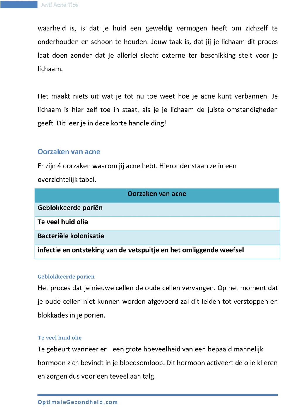 Het maakt niets uit wat je tot nu toe weet hoe je acne kunt verbannen. Je lichaam is hier zelf toe in staat, als je je lichaam de juiste omstandigheden geeft. Dit leer je in deze korte handleiding!