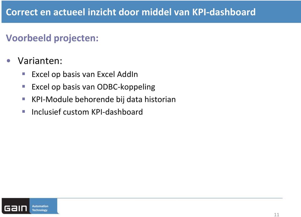 ODBC-koppeling KPI-Module behorende bij