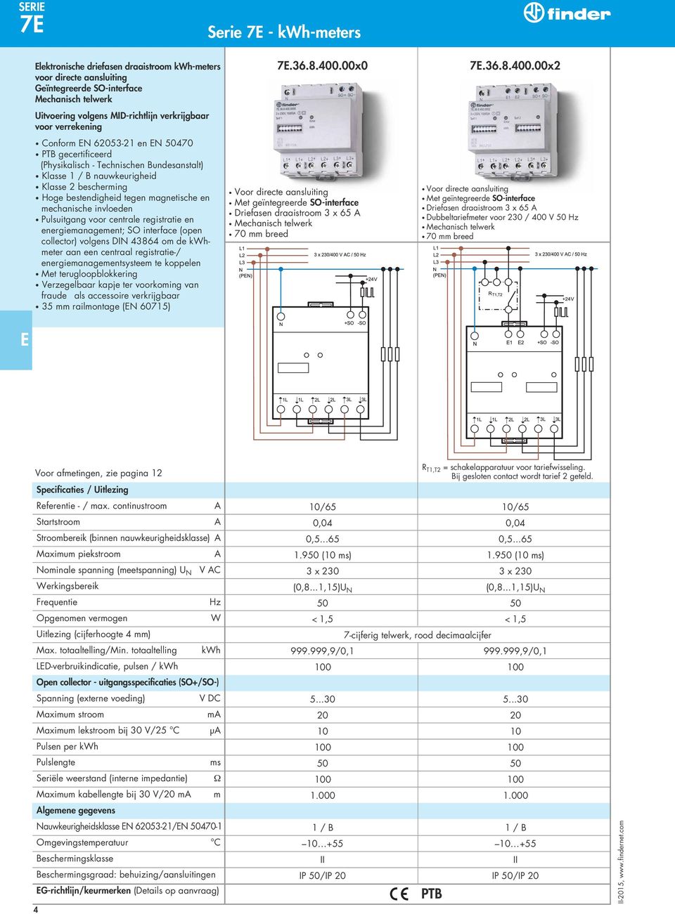 mechanische invloeden Pulsuitgang voor centrale registratie en energiemanagement; SO interface (open collector) volgens DIN 43864 om de kwhmeter aan een centraal registratie-/