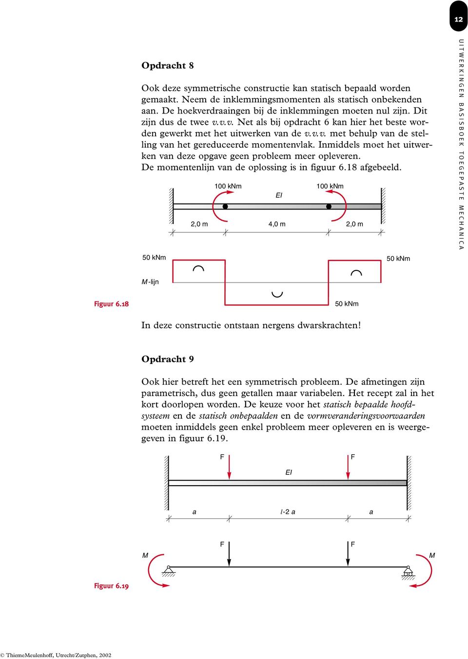 Inmiddels moet het uitwerken van deze opgave geen probleem meer opleveren. De momentenlijn van de oplossing is in figuur 6.18 afgebeeld.