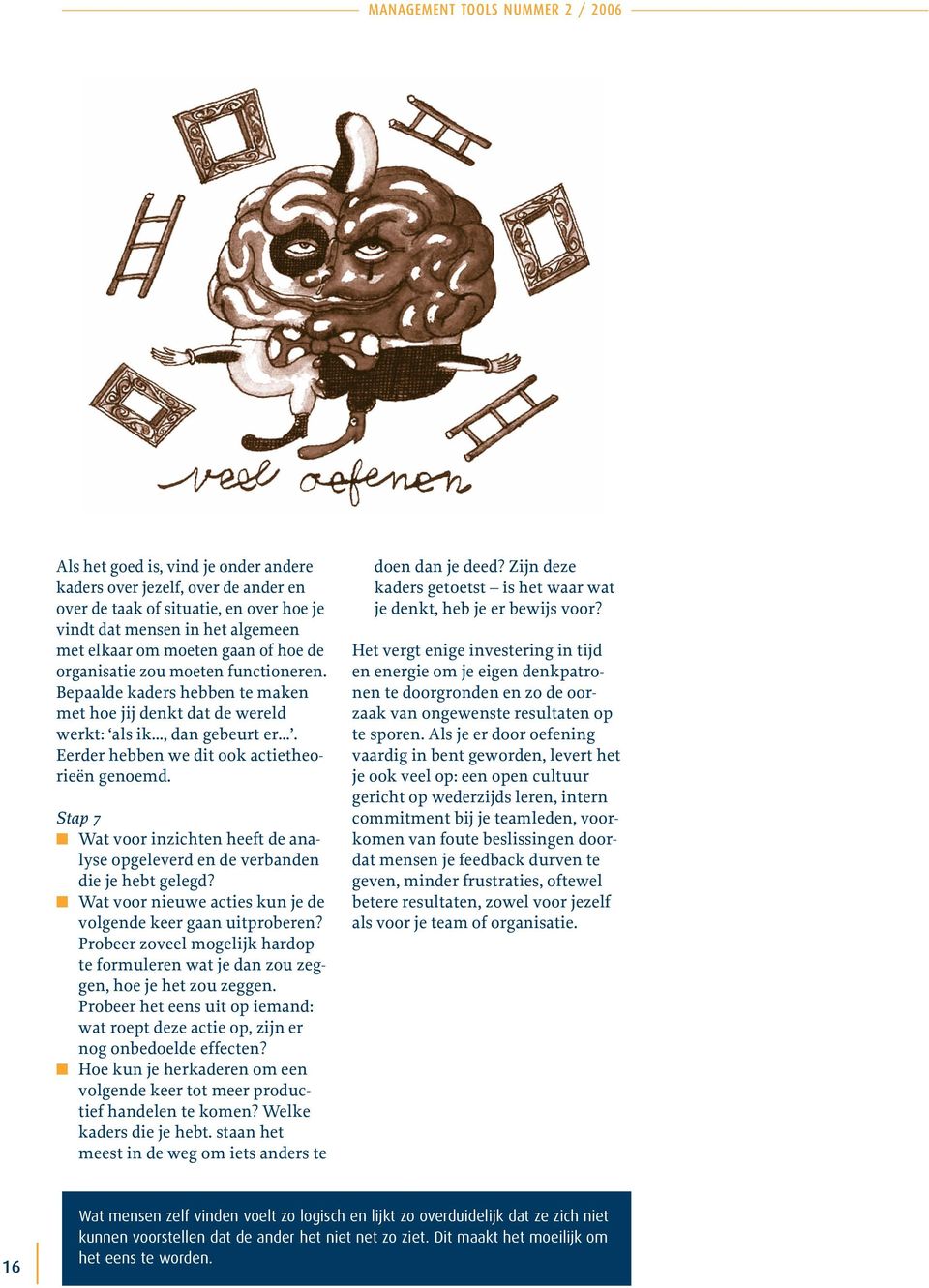 Eerder hebben we dit ook actietheorieën genoemd. Stap 7 Wat voor inzichten heeft de analyse opgeleverd en de verbanden die je hebt gelegd?