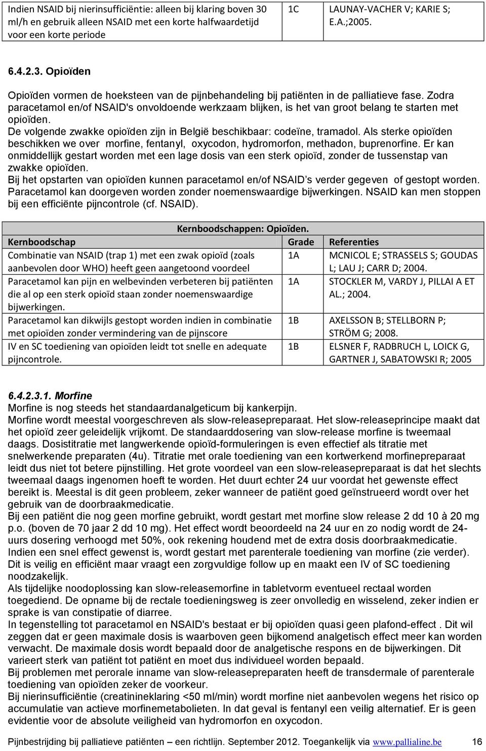 Als sterke opioïden beschikken we over morfine, fentanyl, oxycodon, hydromorfon, methadon, buprenorfine.